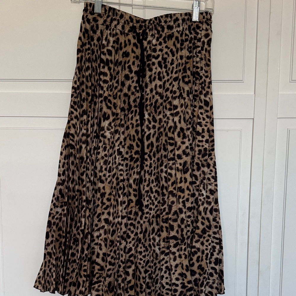 Zara Leopard Print A-Line Skirt